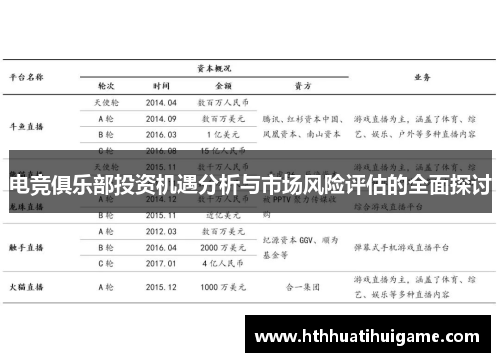 电竞俱乐部投资机遇分析与市场风险评估的全面探讨