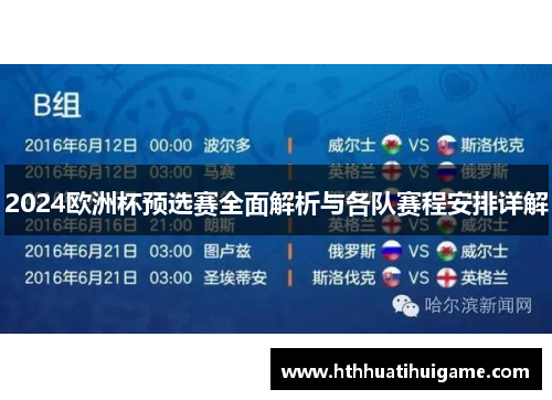 2024欧洲杯预选赛全面解析与各队赛程安排详解